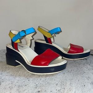 Jil sander navy block heel sandals
